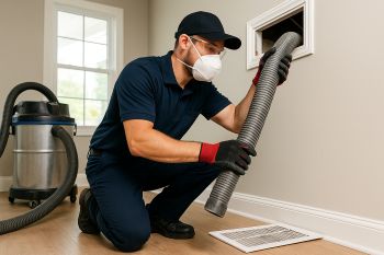 Professional air duct cleaning technician in Coatesville